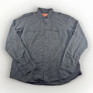 All Son Shirt Mens XL Black Striped Long Sleeve Button Up Cotton Preppy Top READ